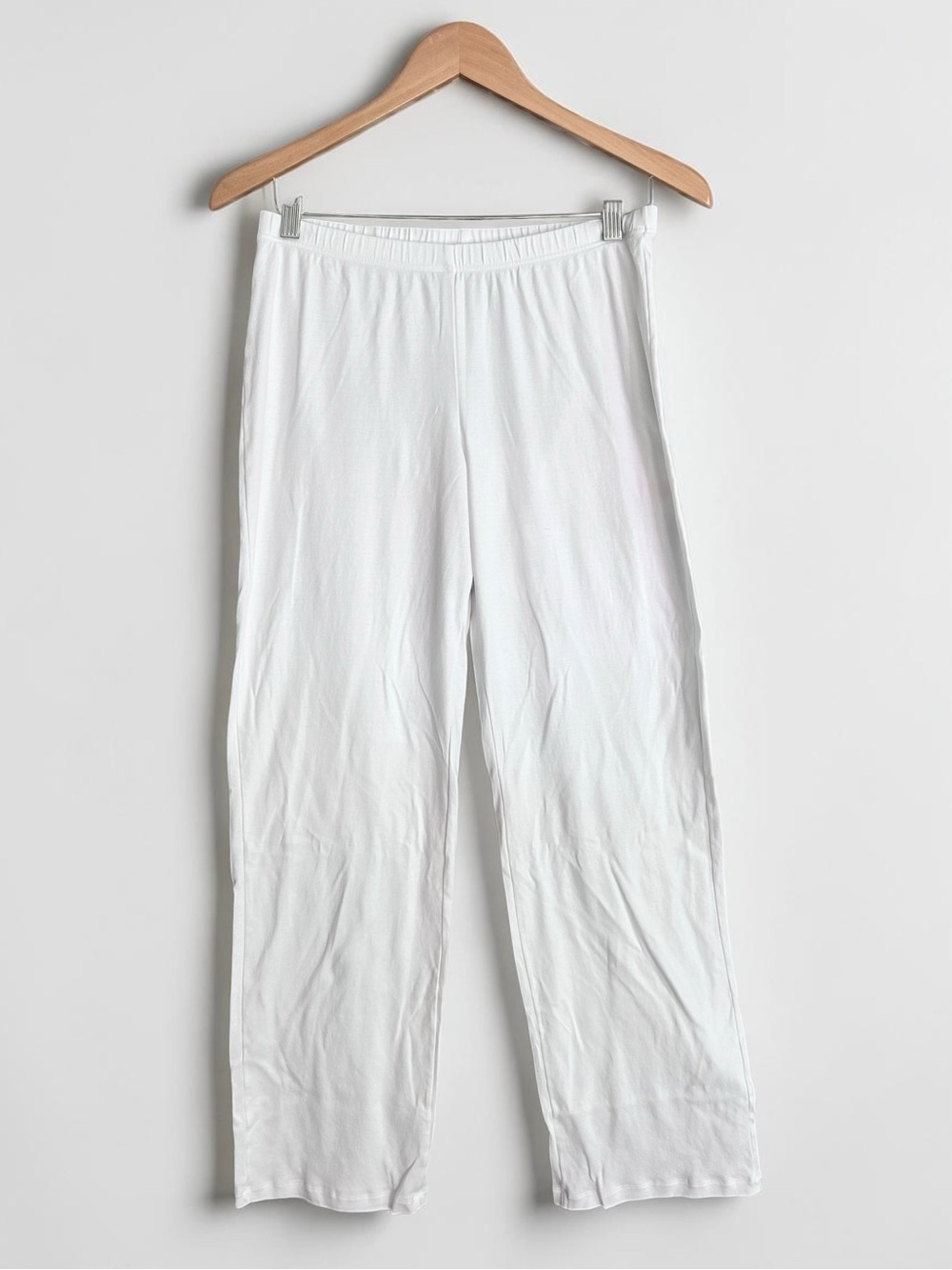 Hanro Moments White Mercerized Cotton Pajama Pants Sz Small Elastic Waist - Picture 2 of 8